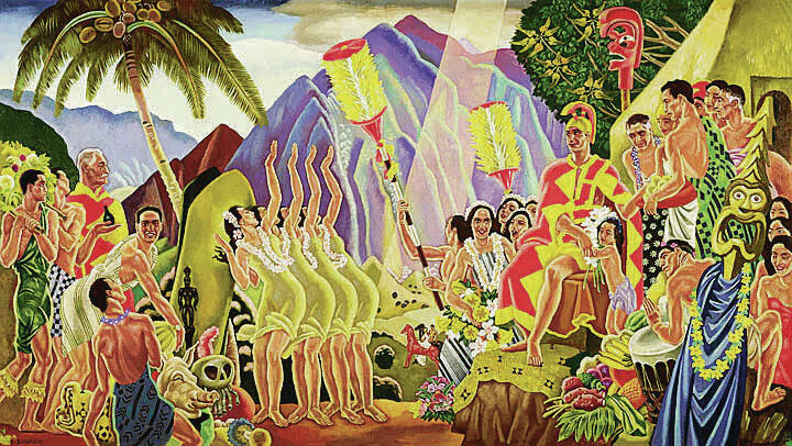 MATSON 
                                Eugene Savage studied art in Chicago. Matson hired him to paint murals and menus about Hawaii for their ships.